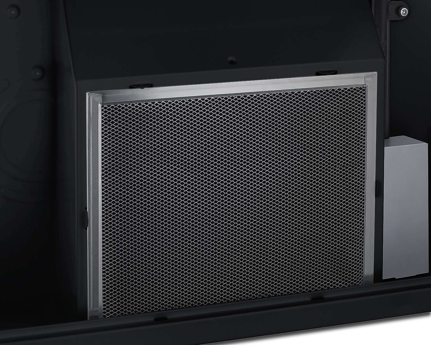 30 inch wide ADA compliant under cabinet convertible range hood for ducted or ductless use in black, made in North America with a remote wall switch